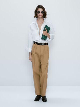 Massimo Dutti + Cotton-Blend Trousers