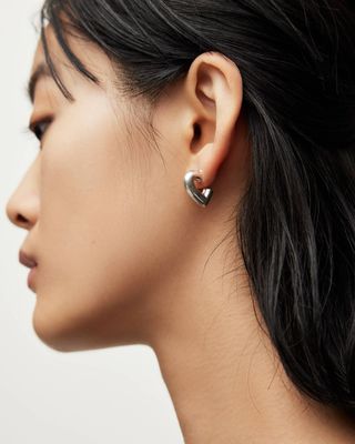 AllSaints + Carys Silver-Tone Heart Earrings