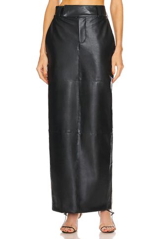 Helsa + Waterbased Faux Leather Midi Skirt