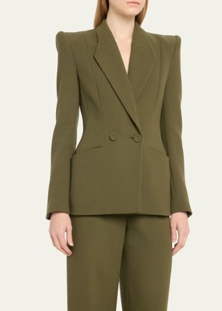 Sergio Hudson + Double-Breasted Square Lapel Jacket