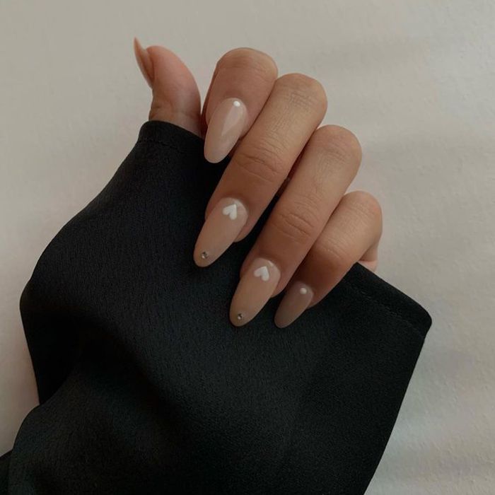 Elegant Nude Heart Nails