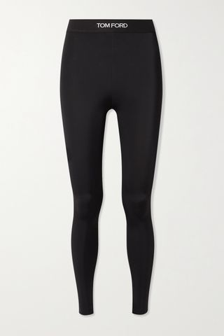Tom Ford + Jacquard-Trimmed Stretch-Jersey Leggings