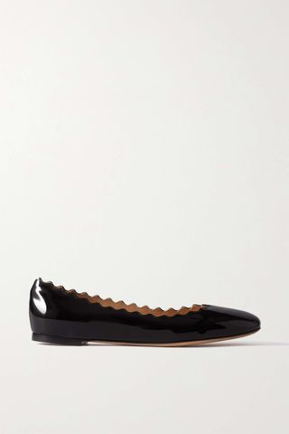 Chloé + Lauren Scalloped Patent-Leather Ballet Flats