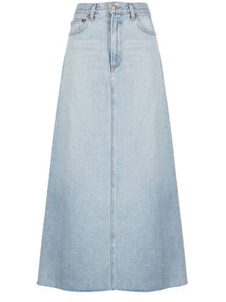 Agolde + Blue Organic Cotton Denim Maxi Skirt