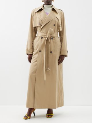 Loewe + Double-Breasted Belted Gabardine Trench Coat