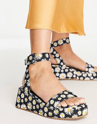 ASOS + Asos Design Tati Flatform Sandals in Daisy Print
