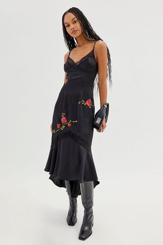 Urban Outfitters + Avery Satin Floral Midi Dress