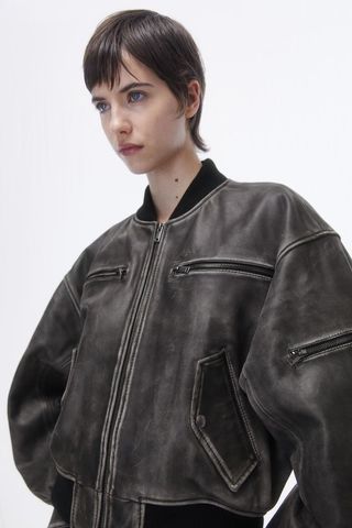 H&M + Leather Bomber Jacket