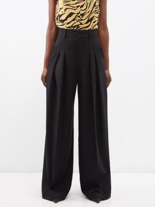 Raey + Wide-Leg Pleat Front Wool Trousers