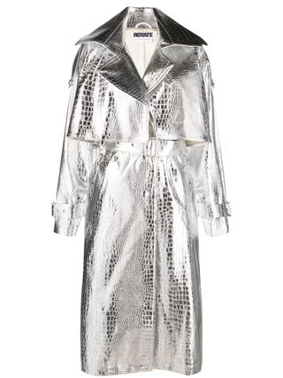 ROTATE + Silver Mock Croc Trench Coat