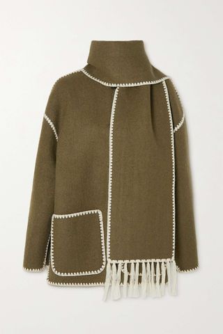 Toteme + Draped Fringed Wool-Blend Jacket