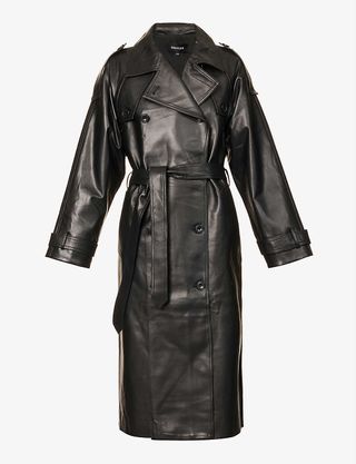 Meotine + Bobby Double-breasted Leather Trench Coat