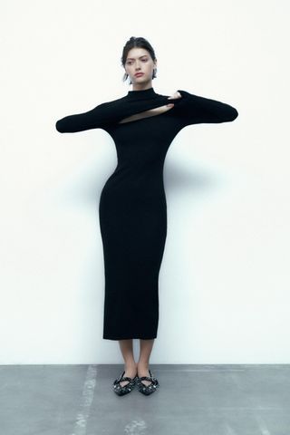 Zara + Long Dress with Cut Out Detail