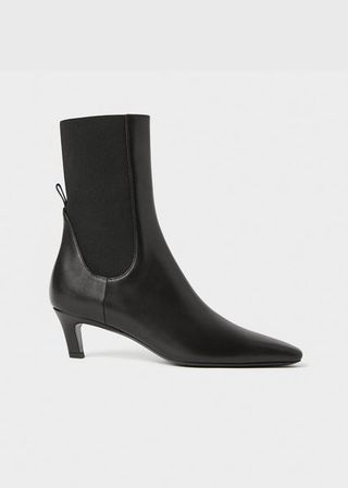 Toteme + The Mid Heel Leather Boot Black