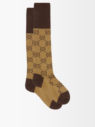 Gucci + GG-Jacquard Cotton-Blend Socks