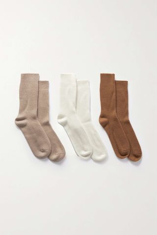 Arch4 + Lucia Set of Three Ribbed Baby Goat Cashmere Socks