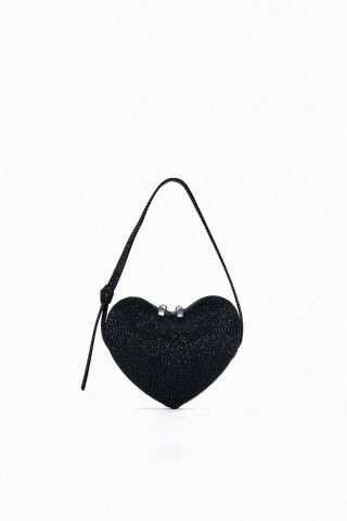 Zara + Rhinestone Heart Shoulder Bag