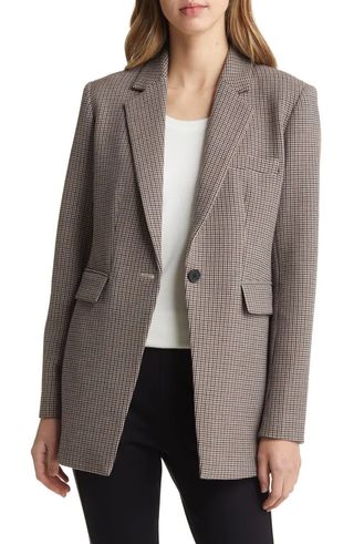 Nordstrom + Houndstooth Check Recycled Polyester Blend Blazer