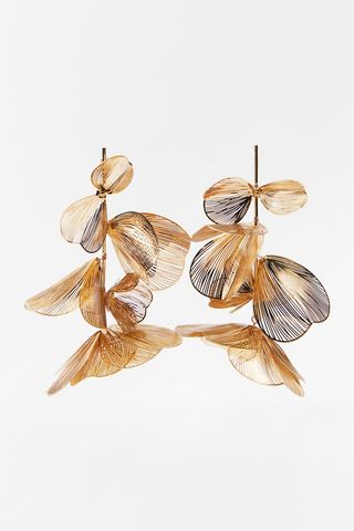 Zara + Floral Metal Earrings