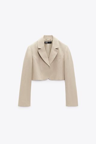 Zara + Linen Cropped Blazer