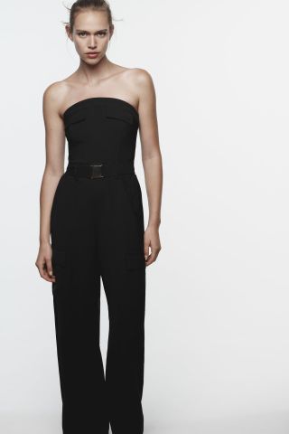 Zara + Belted Cargo Jumpsuit