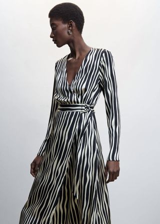 Mango + Striped Midi Dress
