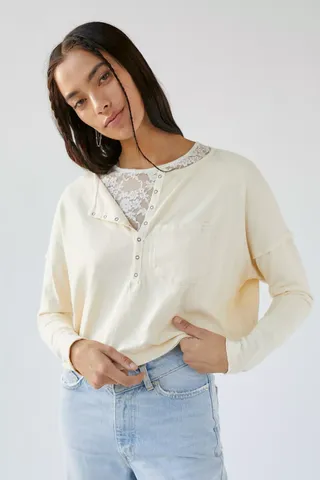 Urban Outfitters + Dolman Sleeve Henley Top
