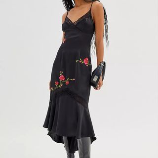 Urban Outfitters + Avery Satin Floral Midi Dress