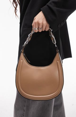 Topshop + Selena Curved Faux Leather Shoulder Bag