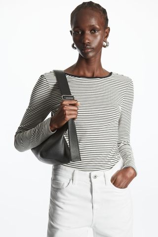 COS + Long-Sleeved Striped Scoop-Neck Top