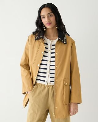 J.Crew + Collection Barn Jacket with Embellished Collar