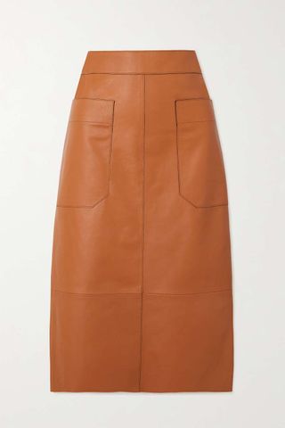 Joseph + Blomfield Paneled Leather Midi Skirt