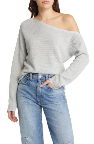 Treasure & Bond + One-Shoulder Thermal Knit Sweater