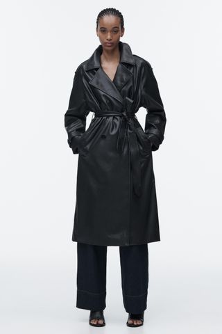 Zara + Faux Leather Trench with Belt