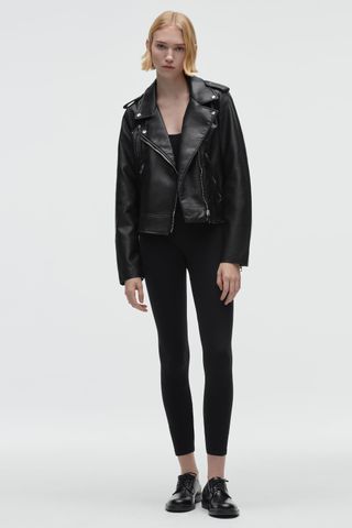 Zara + Faux Leather Biker Jacker