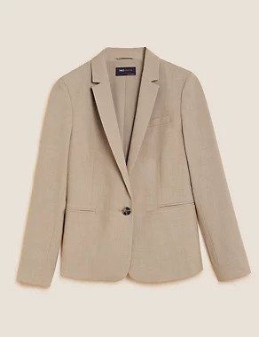M&S Collection + Marl Slim Single Breasted Blazer