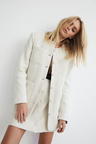 Warehouse + Premium Wool Boucle Tweed Pelmet Skirt