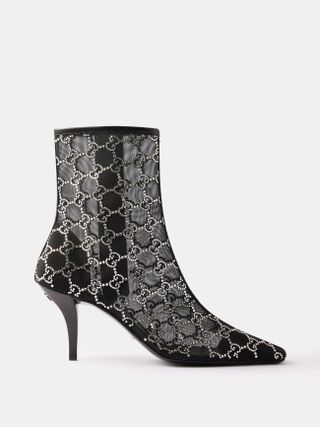 Gucci + Gg 75 Crystal-Embellished Mesh Ankle Boots