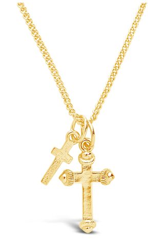 Sterling Forever + Double Cross Pendant Necklace