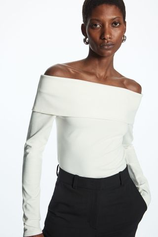 COS + Off the Shoulder Long Sleeve Top
