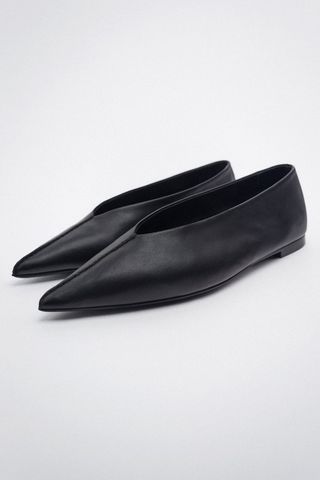 Zara + Suede Pointed-Toe Ballet Flats