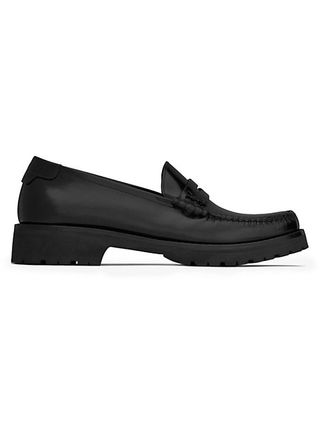 Saint Laurent + Le Loafer Monogram Penny Slippers in Smooth Leather