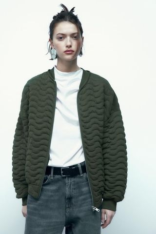 Zara + Quilted Bomber Jacket