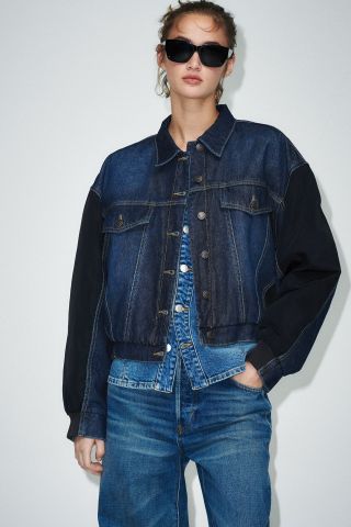 Zara + Denim Bomber Jacket