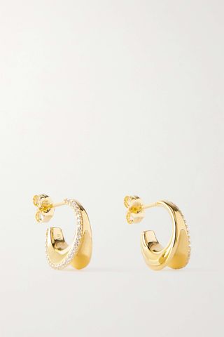 By Pariah + O Huggies Mini 14-Karat Recycled Gold Sapphire Hoop Earrings