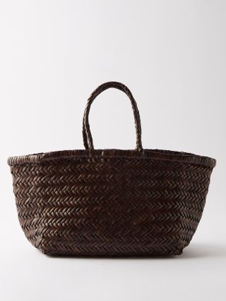 Dragon Diffusion + Triple Jump Small Woven-Leather Basket Bag