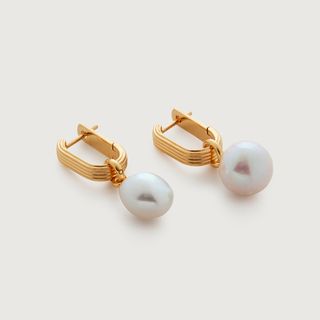 Monica Vinader + Groove Baroque Pearl Huggie Earrings