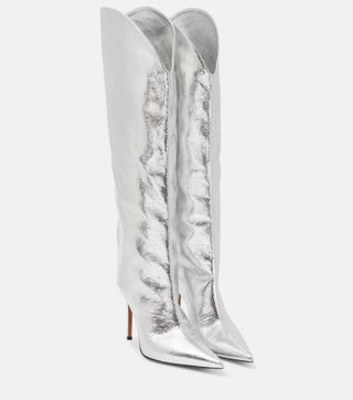 Alexandre Vauthier + Metallic Leather Over-The-Knee Boots
