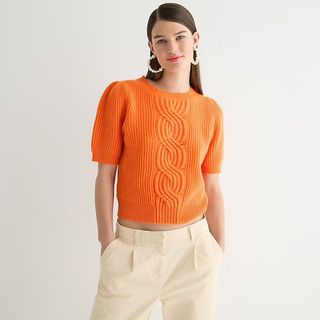 J.Crew + Short-Sleeve Wool-Cashmere Sweater