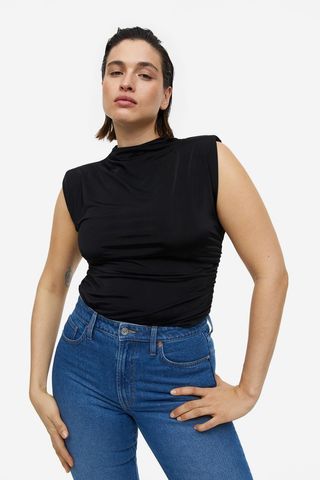 H&M + Draped Top With Shoulder Pads